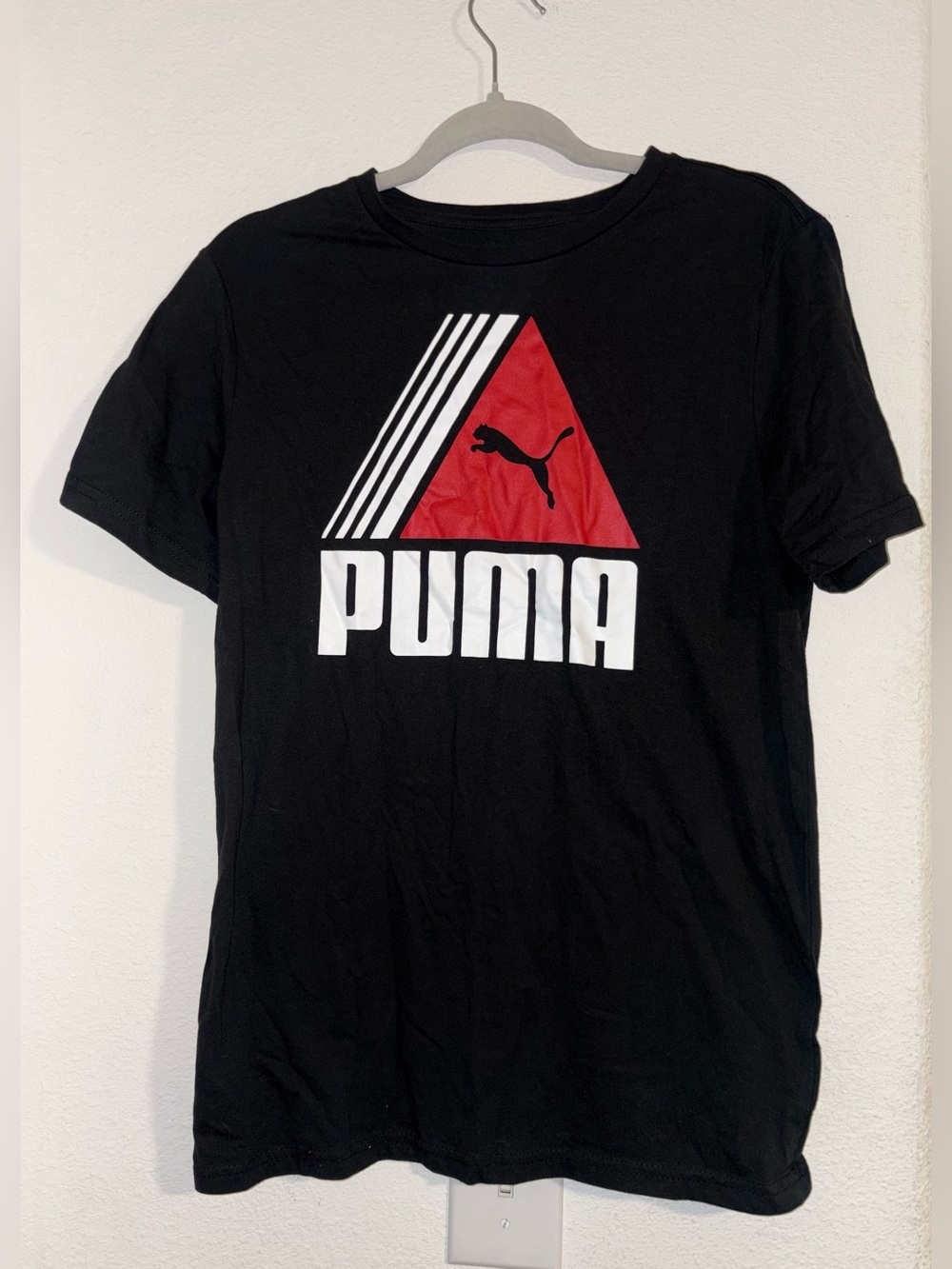 Puma Black Tee with White Logo Print